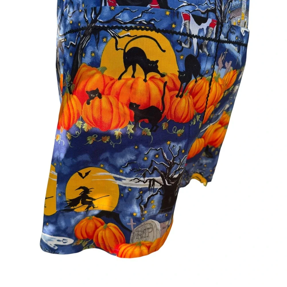Halloween Apron Witch Black Cat Pumpkin Spooky Party Costume Accessory Women Vtg